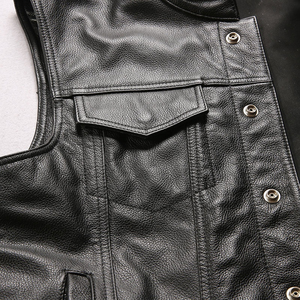 Nouvelle veste de motard tendance 2026 pour homme en cuir véritable, noire, col montant, fermeture éclair, style moto, respirante - Product Image 4