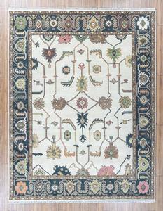 Tapis en laine noué à la main Oushak Arbre de Vie, tapis traditionnel turc à motifs floraux, tapis de luxe fait main pour salon et chambre à coucher - Product Image 1