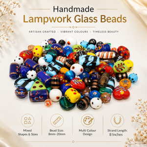 Cuentas de Vidrio Hechas a Mano con Técnica Lampwork, Formas Mixtas, Varios Tamaños 8mm-20mm |   Caja de Cuentas Sueltas Multicolores de 8 Pulgadas para Hacer Joyería DIY - Product Image 6