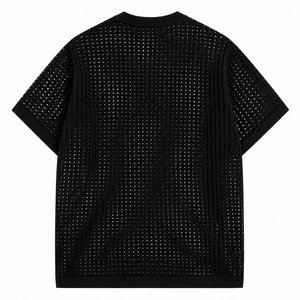 เสื้อเจอร์ซีย์ถักตาข่ายแบบยูนิเซ็กซ์ แขนสั้น ระบายอากาศดี แฟชั่นฤดูร้อน เสื้อลำลอง สตรีทแวร์ เสื้อกีฬาถัก OEM ODM - Product Image 5
