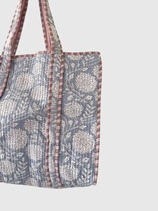 Sac fourre-tout en coton à motif floral, style bohème, ouvert sur le dessus, pour le shopping toutes saisons - Product Image 5