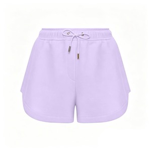 HAMSUB INDUSTRY Women's Lavender Mid Knitted 100% Cotton Anti-Wrinkle Shorts Drawstring <b>Elastic</b> <b>Waist</b> Regular Fit Casual Solid - Product Image 4