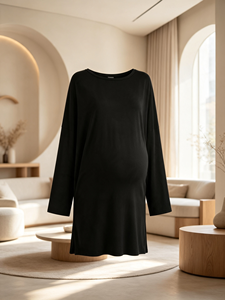 Chemisier noir à manches longues pour femme Elya en soie de lait, coupe ample, taille unique, haut décontracté, respirant et léger, jusqu'à 3XL, vente en gros - Product Image 1