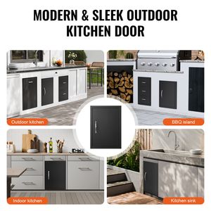 Porta di Accesso Singola per Cucina Esterna BBQ 16W X 22H Pollici, Piastra Fredda a Incasso Ignifuga con Maniglia Verticale a Muro B - Product Image 6