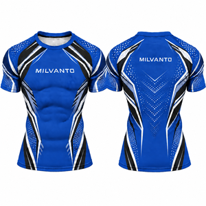 เสื้อยืดคอมเพรสชั่นผู้ชายสีเขียวอมฟ้า 100% โพลีเอสเตอร์ แห้งเร็ว ระบายเหงื่อได้ดี ระบายอากาศได้ดี เหมาะสำหรับออกกำลังกาย ฟิตเนส เสริมสร้างกล้ามเนื้อ - Product Image 2