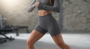 Shorts Deportivos de Cintura Alta Elástica para Mujer, Tejido de Spandex sin Costuras, Acanalados, para Ejercicio, Gimnasio, Running, con Logotipo, 220g - Product Image 3