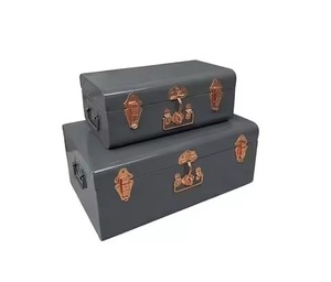 Ensemble Premium de 2 Coffres de Rangement en Métal Jaune Moutarde Style Vintage, Boîte Décorative pour Objets Précieux, Coffre Organisateur pour Cadeau de Mariage - Product Image 6