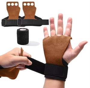 Guantes de Gimnasia Unisex para Levantamiento de Pesas, Tamaño Personalizado, Protector de Palma de Cuero Vacuno, Entrenamiento Físico con Cuero y Goma - Product Image 1