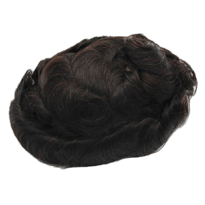 Perruque de système de cheveux humains longs en peau de poly de 0.08mm de dentelle française transparente de meilleure qualité avec section transversale au centre - Product Image 1