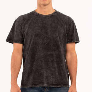 Men's Regular Fit <b>Long</b> Short Sleeve O-Neck <b>T</b>-<b>Shirt</b> 100% Cotton Washed Solid <b>Black</b> Casual Jersey Knitted Front Quick Dry - Product Image 4