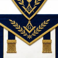 Tablier de maître maçon bleu avec broderie dorée et symbole G – Régalia classique de loge maçonnique pour les francs-maçons
