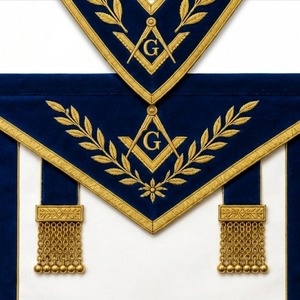 Tablier de maître maçon bleu avec broderie dorée et symbole G – Régalia classique de loge maçonnique pour les francs-maçons - Product Image 3