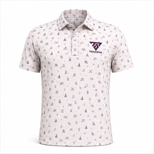Trackstar <b>Men's</b> <b>Pink</b> Nautical Motif Print <b>Polo</b> <b>Shirt</b> Short Sleeve Button Collar Casual Golf <b>Shirt</b> Custom Logo - Product Image 1