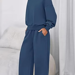 Conjunto Deportivo de Algodón 100% Azul Marino para Niñas, Ropa Deportiva y Casual Cómoda, Elegante, Cálida y Fácil de Usar - Product Image 1