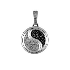 Collier pendentif Tai Chi Yin Yang avec micro-incrustation de zircon, chaîne en corde, collier unisexe en diamant - Product Image 1