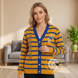 Customized Sigma Gamma Rho Acrylic Embroidered Appliques Front V-neck <b>Covered</b> <b>Buttons</b> Sorority High Quality Winter Casual - Product Image 3