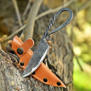 Handmade Carbon Steel Medieval Knife Knife – Full Tang Viking Chef Knife with Leather Sheath - Product Image 1