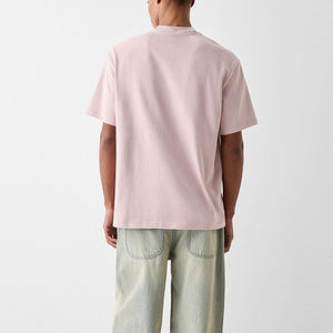 Boxy Men's T-Shirt 100% Cotton Baby Pink O-Neck Short Sleeve Breathable Canvas Fabric Casual Style at Wholesale Prices - Product Image 2