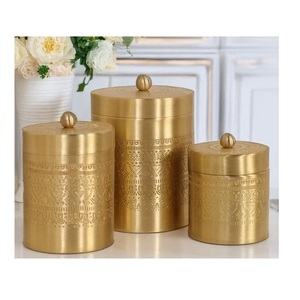 Pot en métal moderne avec couvercle, pot à bougie ou boîte en métal avec couvercle pour bougie - Product Image 5