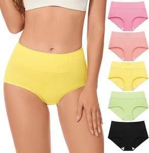 Ropa Interior Femenina de Tallas Grandes con Cintura Alta, Botones, Tela Suave, Elástica, Transpirable y con Soporte Completo en la Cintura - Product Image 1