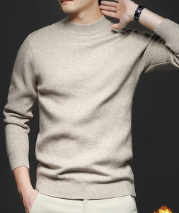 Men's Crew Neck Polyester Terry Fabric Breathable Pullover Solid Color Casual Oversized Fit Winter Wear - Product Image 1