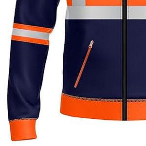 Sudadera con Capucha Disponible en Color y Diseño Personalizados, Color Naranja de Alta Visibilidad, Cinta Reflectante Doble Gris, Sudaderas de Alta Visibilidad - Product Image 3