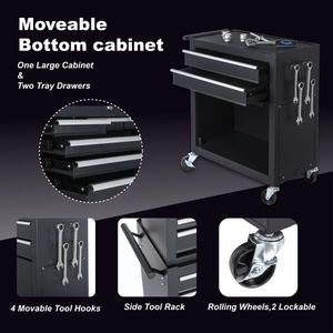 8-Drawer <b>Rolling</b> <b>Tool</b> Chest Detachable 2-in-1 Top <b>Tool</b> Box Liner Lockable Wheels & Side Hooks with Storage Lock - Product Image 5