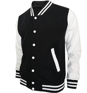 เสื้อแจ็คเก็ตเบสบอลผู้ชายแบบติดกระดุม ปักลายตามสั่ง ดีไซน์สีตัดต่อสไตล์วาร์ซิตี้ - Product Image 1