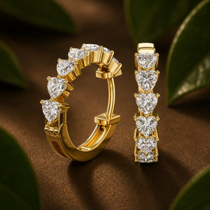 Heart Lab Grown Diamond Graduated Huggie <b>Hoop</b> <b>Earrings</b> 2.55 CTW E VVS 14K 18K <b>Solid</b> Gold Anniversary Gift Fine Jewelry For Women - Product Image 1