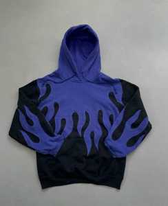 Sudadera con Capucha Oversize de Algodón Grueso Negro con Paneles de Corte y Costura con Patrón de Llama, Estilo Urbano, Gráfica, Calidad Premium, Venta al por Mayor - Product Image 1