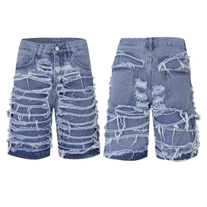 Pantalones Cortos de Mezclilla Desgastados para Hombre, Cintura Media, Estilo Casual de Verano, Lavado Claro, Tela de Algodón - Product Image 2