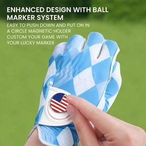 Gants de golf à doigts entiers pour hommes, marque privée, pour droitiers et gauchers, avec marqueur de balle, lot de 2, en cuir véritable, vente en gros pour usage sportif - Product Image 3