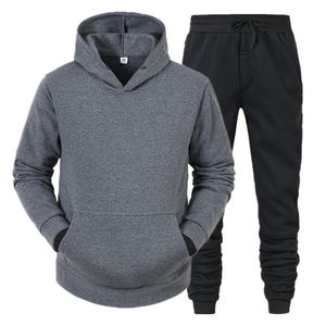 Winter Custom Oversized Plain Cotton Blank Hoodies Men's Pullover Unisex Hoodies & <b>trouser</b> Sweatsuit tracksuit <b>set</b> - Product Image 4