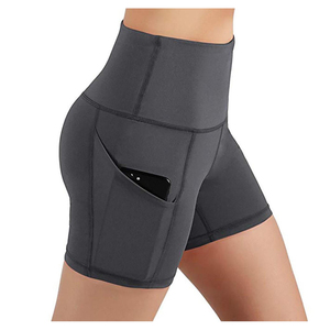 Shorts de yoga taille haute pour femme, avec poche téléphone, élastique, sans couture, effet push-up, compression, sexy, grande taille - Product Image 5
