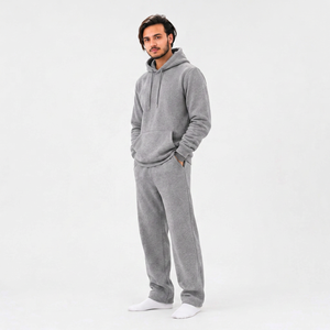 Chándal Unisex Gris con Capucha, Reversible, Ecológico, de Color Sólido, Largo, Informal, 100% Algodón Transpirable - Product Image 1