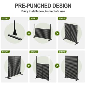 Bianco 72 \ "H X 47 \" W divisorio in metallo Freestanding per interni esterni Set di recinzione con schermo di Privacy per Patio giardino - Product Image 4