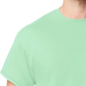 T-shirt classique vert menthe pour homme, col rond, manches courtes, en coton uni, coupe régulière, décontracté, basique, personnalisable avec logo, vente en gros, usage quotidien - Product Image 5