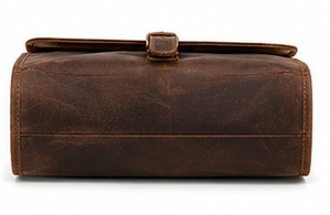 Neceser de Viaje Colgante de Cuero Genuino Premium, Organizador de Cosméticos Enrollable con Gancho para Hombre - Product Image 5