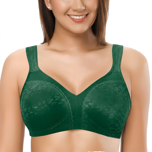 Sujetador de encaje blanco con cuello en V para mujer, con tirantes ajustables, soporte medio, diseño transpirable - Product Image 3
