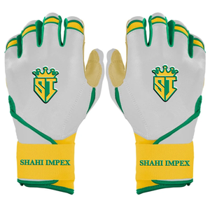 ถุงมือตีเบสบอลหนัง Cabretta สีเขียวมิ้นท์ + สีดำ คุณภาพพรีเมียมจาก Shahi Impex หนา 0.09 มม. ปิดด้วยแถบตีนตุ๊กแก ใช้ได้ทั้งมือซ้ายและขวา ทนทาน - Product Image 1
