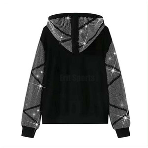 Fashion Wear Men Winter Casual Solid Rhinestone Tracksuit Hooded Breathable Shiny Hoodie and Pants Set - Product Image 4