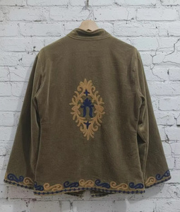 Blouson bomber en velours Suzani à fleurs, brodé à la main, style bohème vintage, réversible, court, coloré, vêtements ethniques, automne-hiver, été - Product Image 2