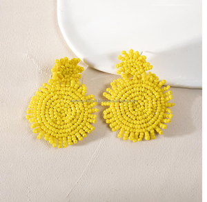 Boucles d'oreilles pendantes en perles de rocaille pour femmes, haute couture, multicolores, faites à la main, bijoux artificiels, vente en gros - Product Image 5