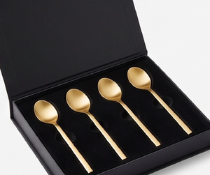Ensemble de cuillères en acier inoxydable plaqué or, design moderne et simple, vaisselle élégante pour la cuisine et la salle à manger - Product Image 6