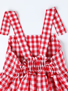 Conjunto de 2 Vestidos de Tirantes de Manga Corta para Niñas, Blancos a Rayas, Tela Oxford 100% Algodón, Antiarrugas, con Botones, Estilo Pastoral para Exteriores - Product Image 6