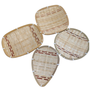 Handmade Bamboo Kitchen Tray Vietnam Wholesale Natural Round Oval Food Serving Plate - Product Image 1