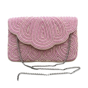 Elegant Handcrafted Beaded Velvet <b>Shoulder</b> Bag pink Sequined Decoration Open Closure Waterproof Price From India - Product Image 1