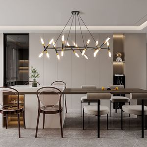 Lampadario Moderno da 41 Pollici, Design Oro e Nero con Tubi Satinati e Cavi Neri, Altezza Regolabile - Product Image 5