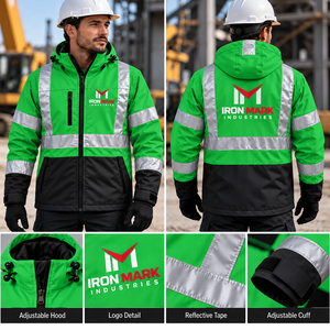 Chaqueta de Seguridad Unisex de Alta Visibilidad, Reflectante, Impermeable, de Algodón, con Certificación CE, con Capucha, Uniforme Softshell, Logotipo Personalizado OEM - Product Image 3
