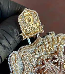 Custom Men's Rhodium Plated 925 Sterling Silver <b>Iced</b> Out VVS Moissanite Hip Hop Pendant - Product Image 5